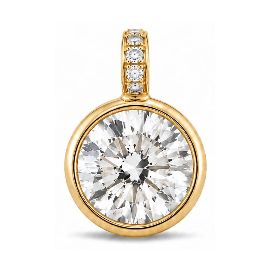 2.5-Carat Lab-Grown Diamond Bezel Pendant in 14k Yellow Gold, digital rendering, view 1