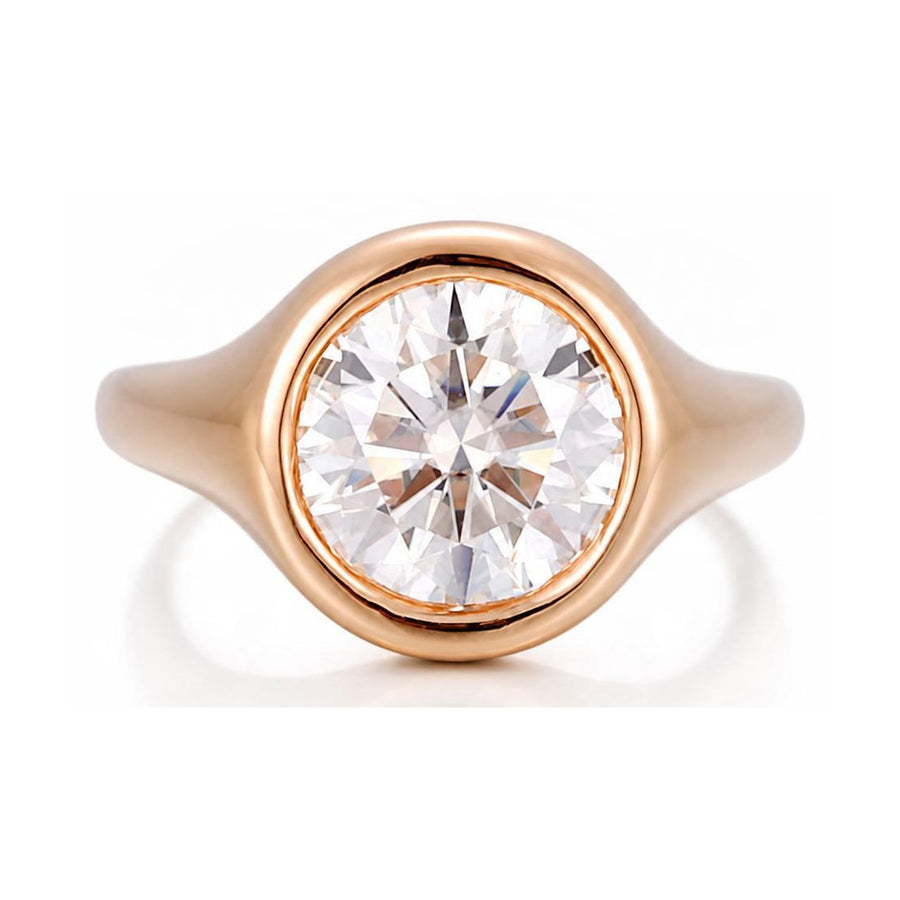 3-Carat Lab-Grown Diamond Bezel Ring in 14k Gold, digital rendering, view 1