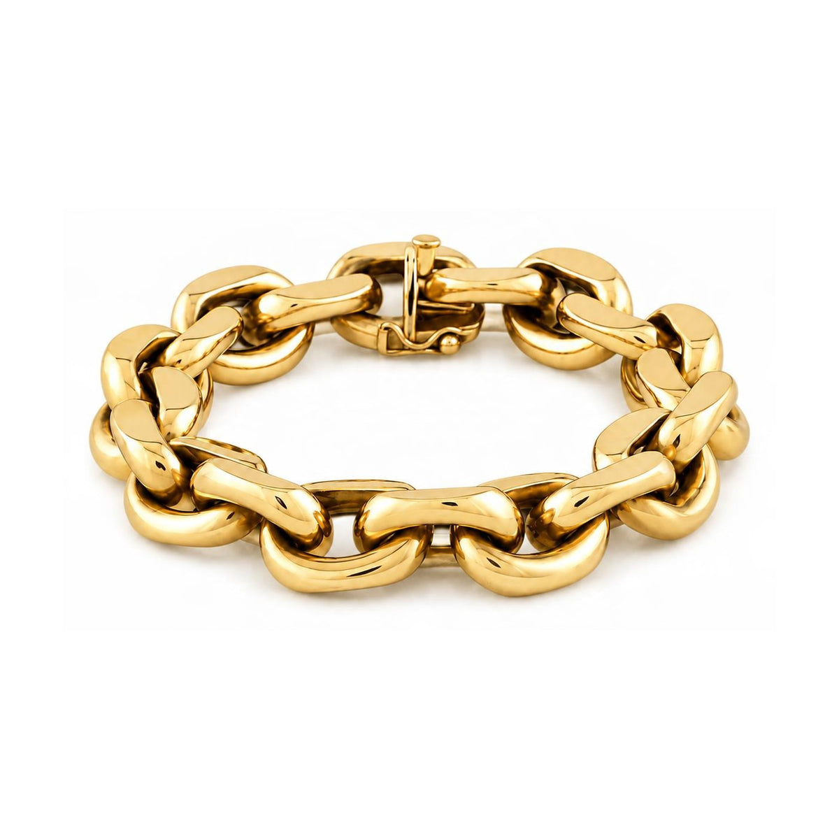 Bold Link Bracelet in 14k Yellow Gold, digital rendering, view 1