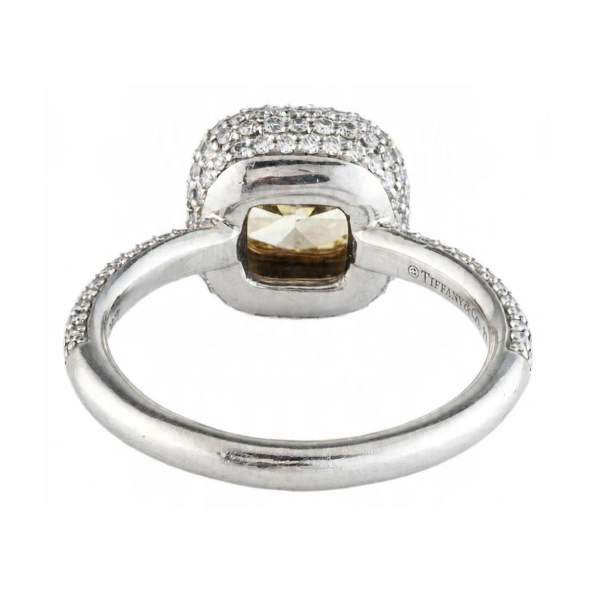 2-Carat Yellow Lab-Grown Diamond Halo Ring in Platinum, digital rendering, view 2
