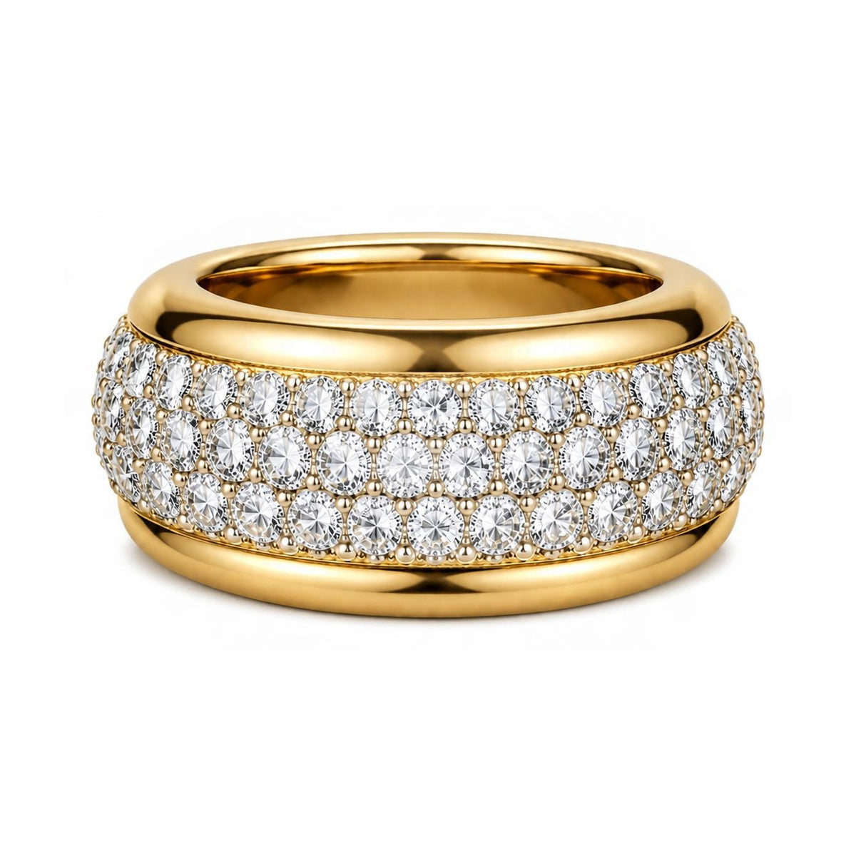Lab-Grown Diamond Pavé Band in 14k Yellow Gold, digital rendering, view 1