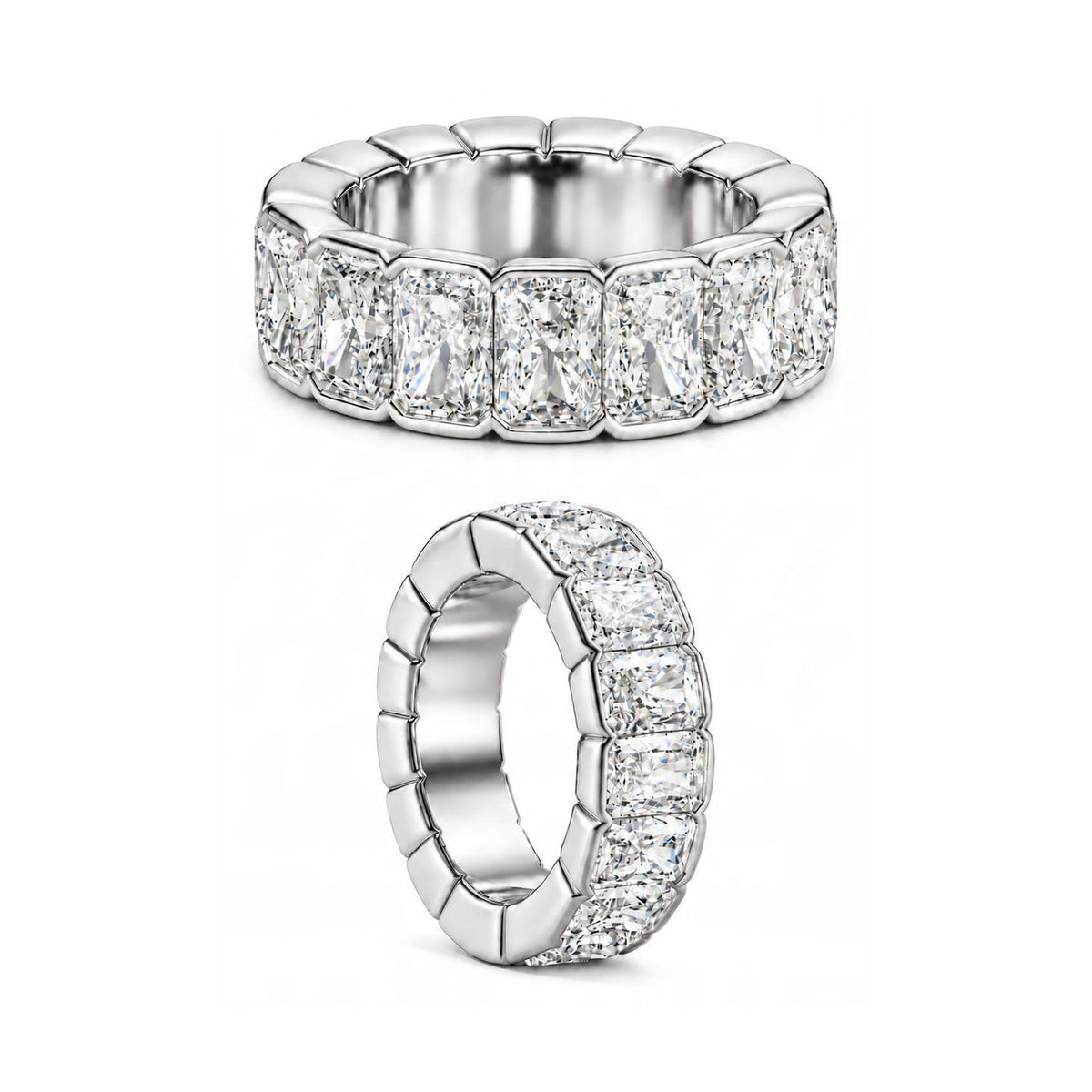 Lab-Grown Diamond Eternity Band in Platinum or 14k Gold, digital rendering, view 1