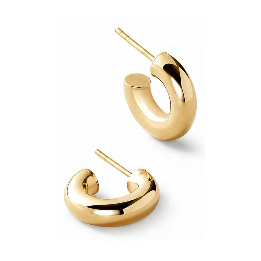 Polished Hoop Earrings in 14k Yellow Gold, digital rendering, view 1