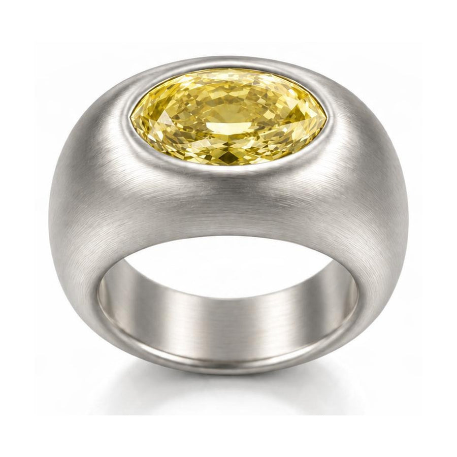 3-Carat Yellow Lab-Grown Diamond Ring in Platinum, digital rendering, view 1